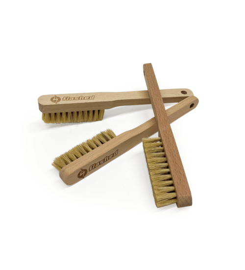 three wooden boar hair climbing brushes